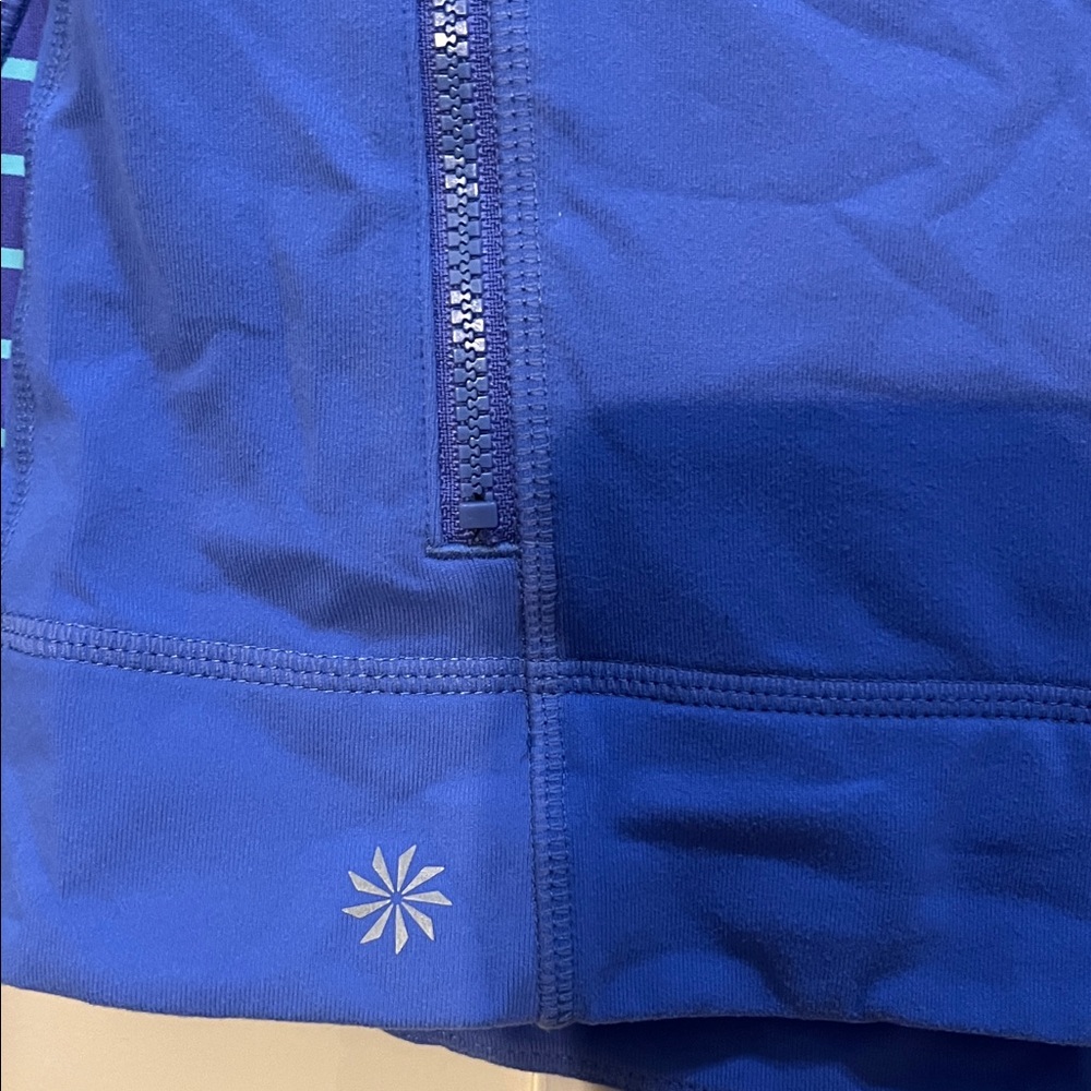 Athleta Girl Periwinkle and Aqua Striped Jacket - Picture 2 of 9